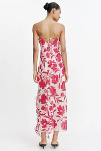 PRINTED LINGERIE STYLE MIDI DRESS