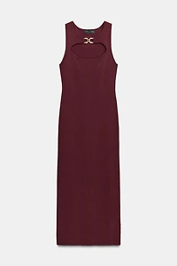 CUT OUT KNIT DRESS WITH METAL DETAIL