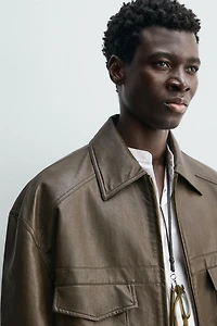BLOUSON BOMBER EFFET MATIÈRE SYNTHÉTIQUE
