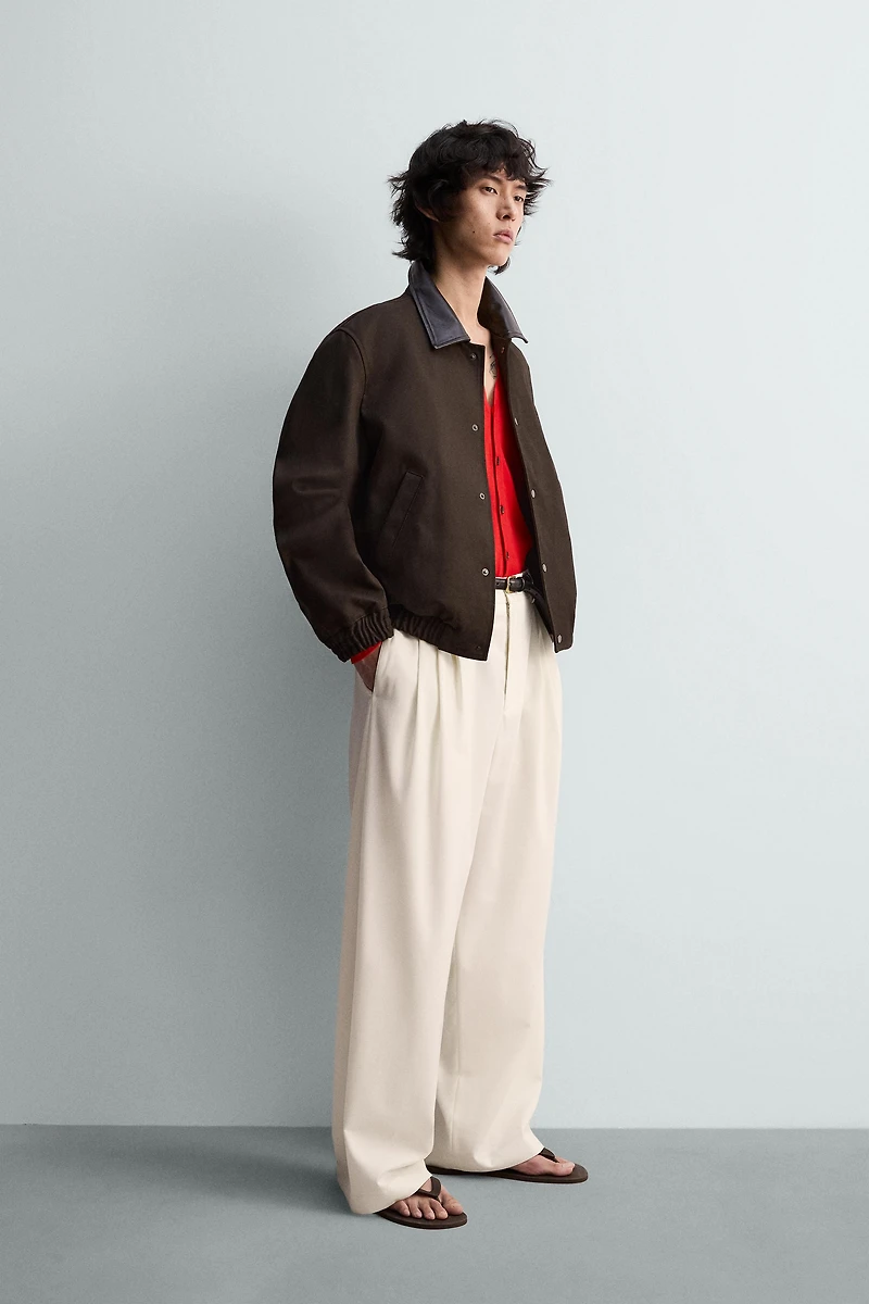 RELAXED FIT JACKET WITH CONTRAST COLLAR