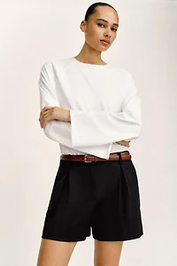 BELTED PLEATED SHORTS