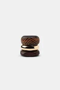 3-PACK OF METAL AND WOOD BRACELETS