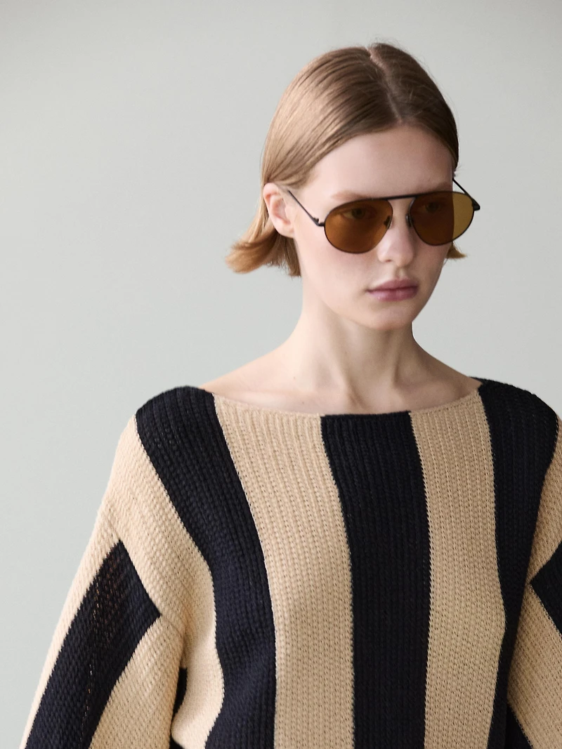 Pull maille rayée avec coton