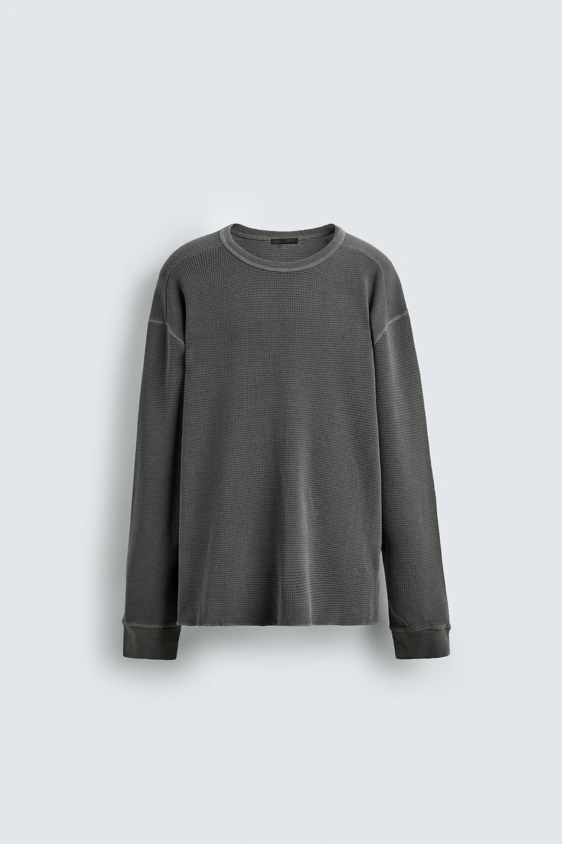 WASHED WAFFLE KNIT T-SHIRT