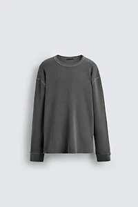 WASHED WAFFLE KNIT T-SHIRT