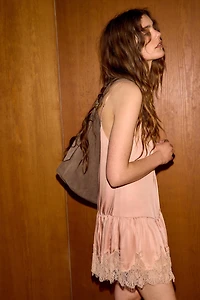 SATIN LACE SLIP DRESS