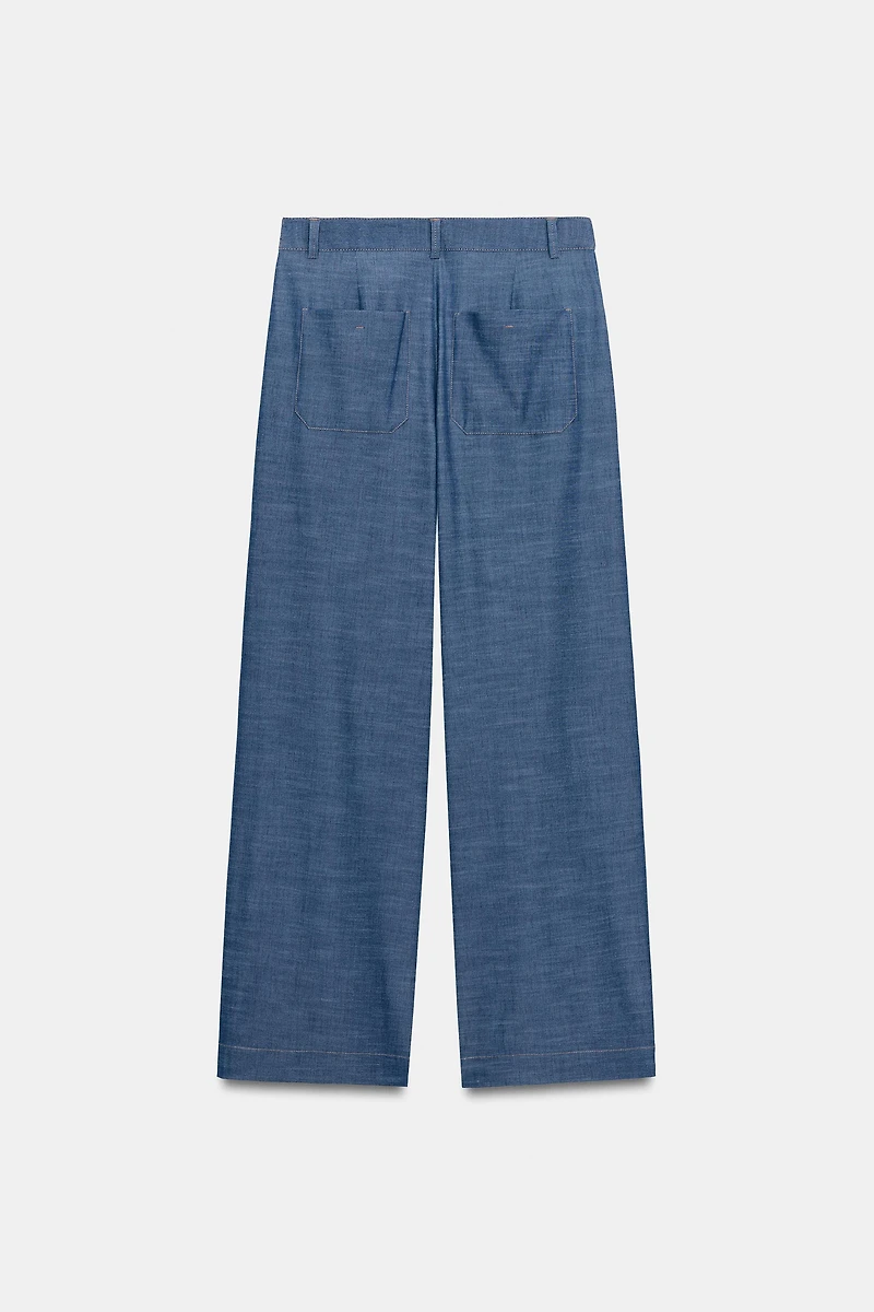 CROSSOVER WAIST WIDE LEG PANTS