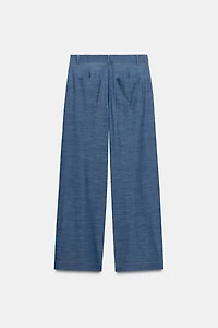 CROSSOVER WAIST WIDE LEG PANTS