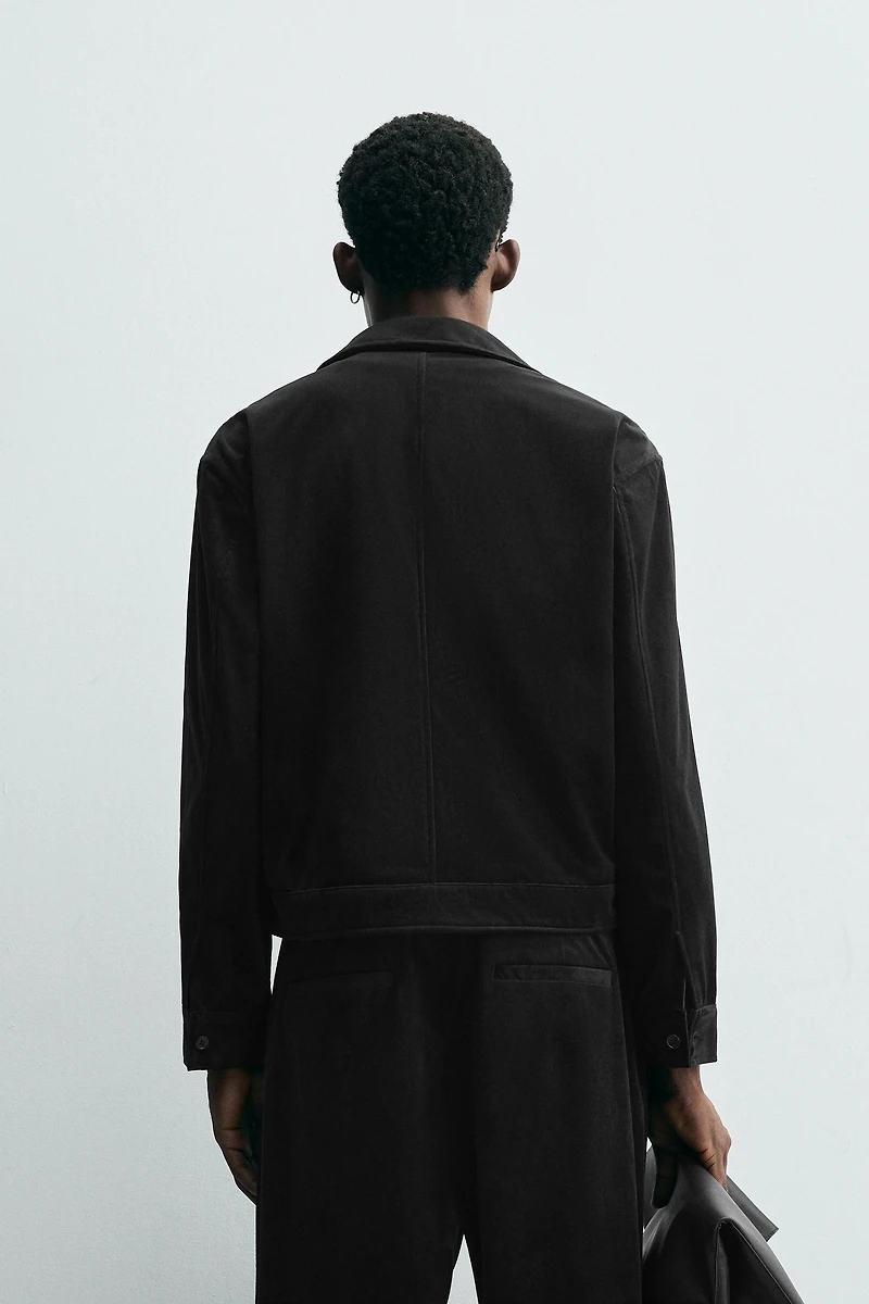 TEXTURED VELVET OVERSHIRT