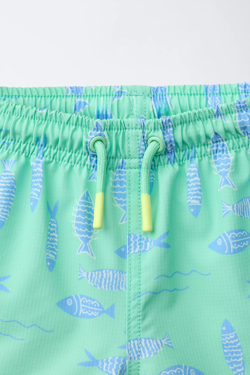2-6 YEARS/ FISH PRINT SWIM SHORTS