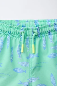 2-6 YEARS/ FISH PRINT SWIM SHORTS
