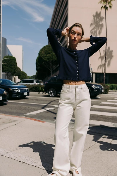 RUFFLED KNIT CARDIGAN
