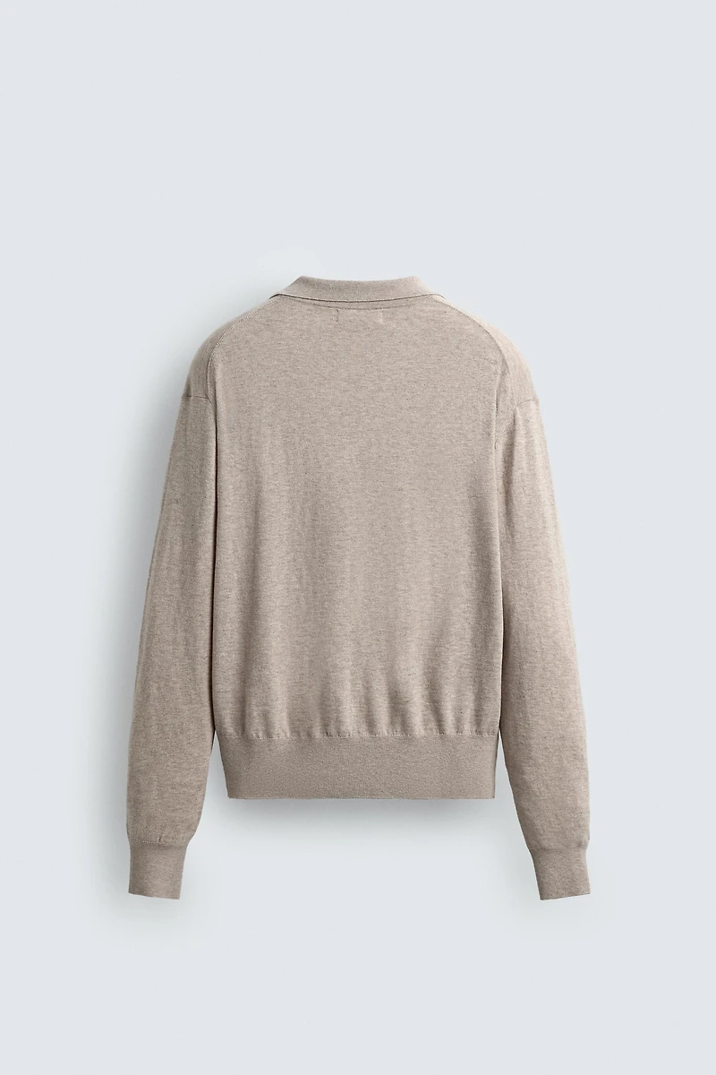 COTTON-WOOL KNIT POLO SHIRT