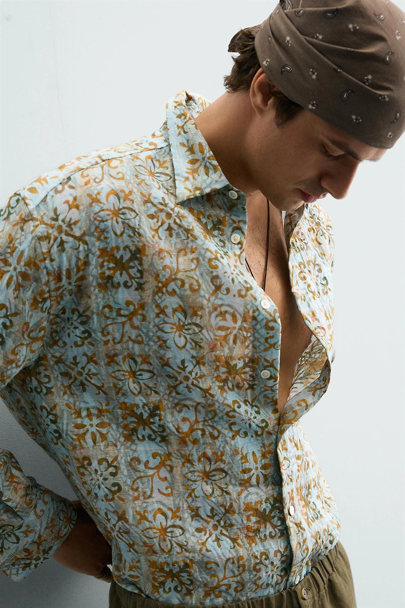RELAXED FIT GEOMETRIC PRINT SHIRT