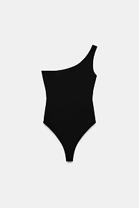 ASYMMETRIC FRINGE BODYSUIT WITH SPARKLE EMBELLISHMENT