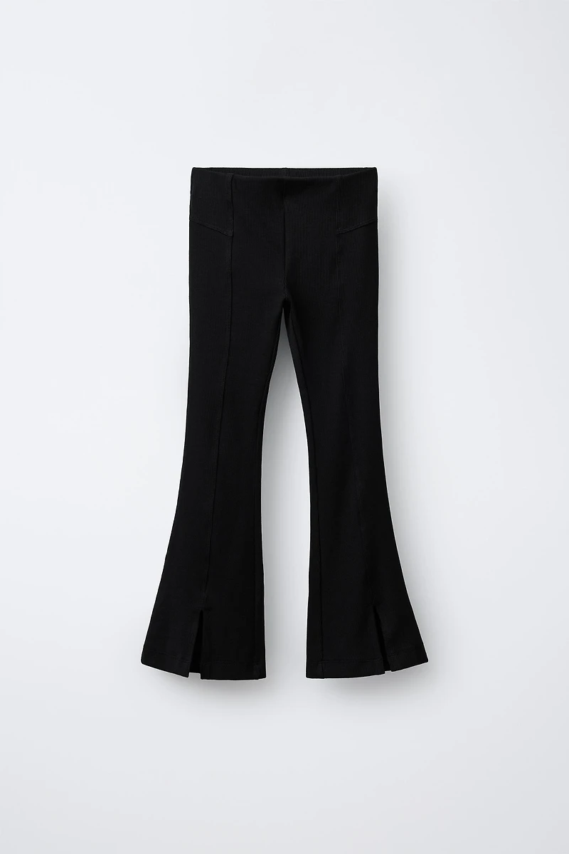 PLAIN RIBBED FLARE LEGGINGS