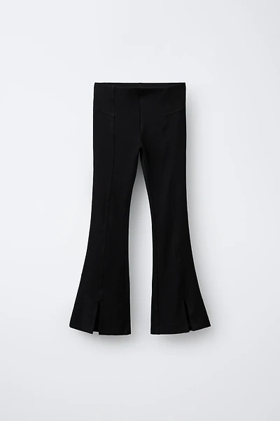 PLAIN RIBBED FLARE LEGGINGS