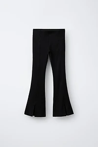 PLAIN RIBBED FLARE LEGGINGS