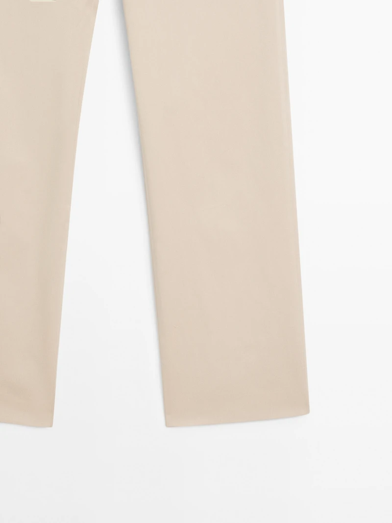 Straight-leg cotton blend trousers