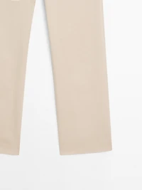 Straight-leg cotton blend trousers