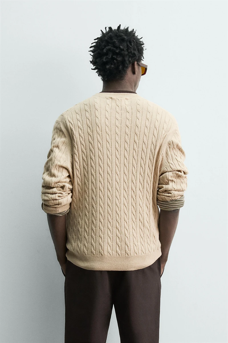 CABLE KNIT COTTON BLEND JUMPER