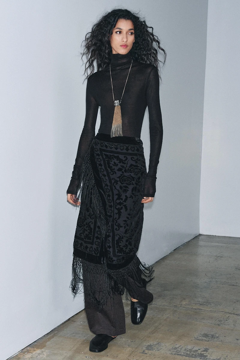 ZW COLLECTION LIMITED EDITION FRINGED VELVET SKIRT