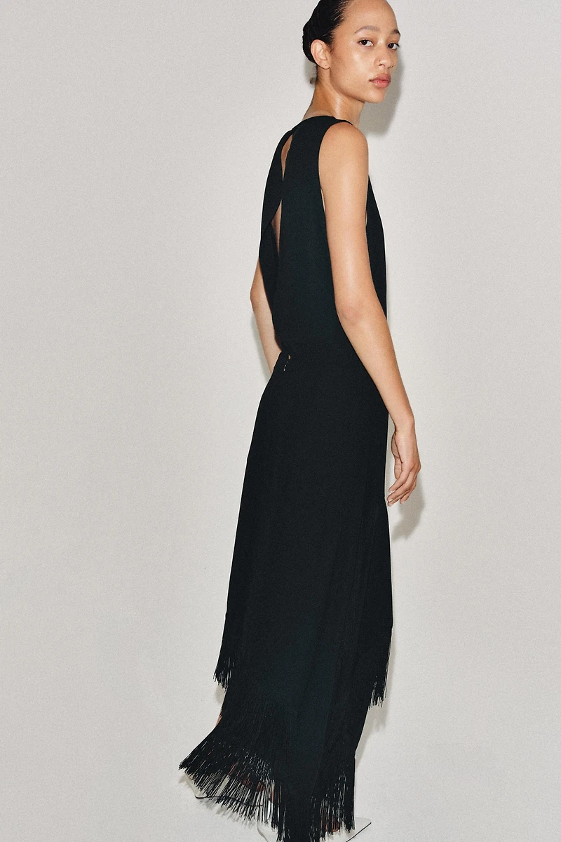 ASYMMETRIC FRINGED DRESS ZW COLLECTION