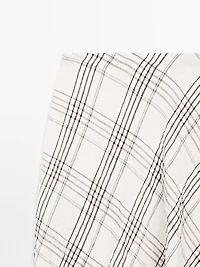 Flowing check midi skirt