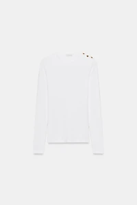 RIBBED BUTTON T-SHIRT