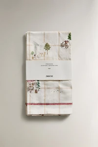 LOT TORCHONS CUISINE COTON FLEURS (LOT DE 2