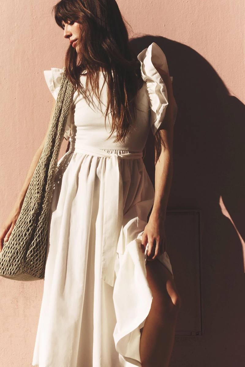 RUFFLED COMBINATION DRESS