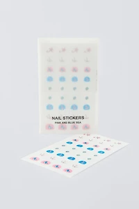 PINK AND BLUE SEA ZARA NAIL STICKERS