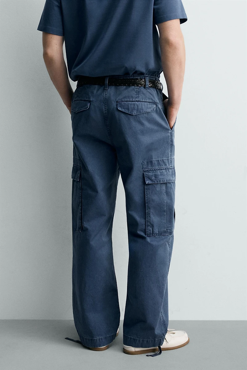 WASHED RELAXED FIT CARGO PANTS