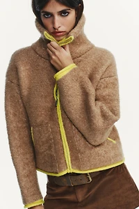 CONTRAST TRIM KNIT CARDIGAN