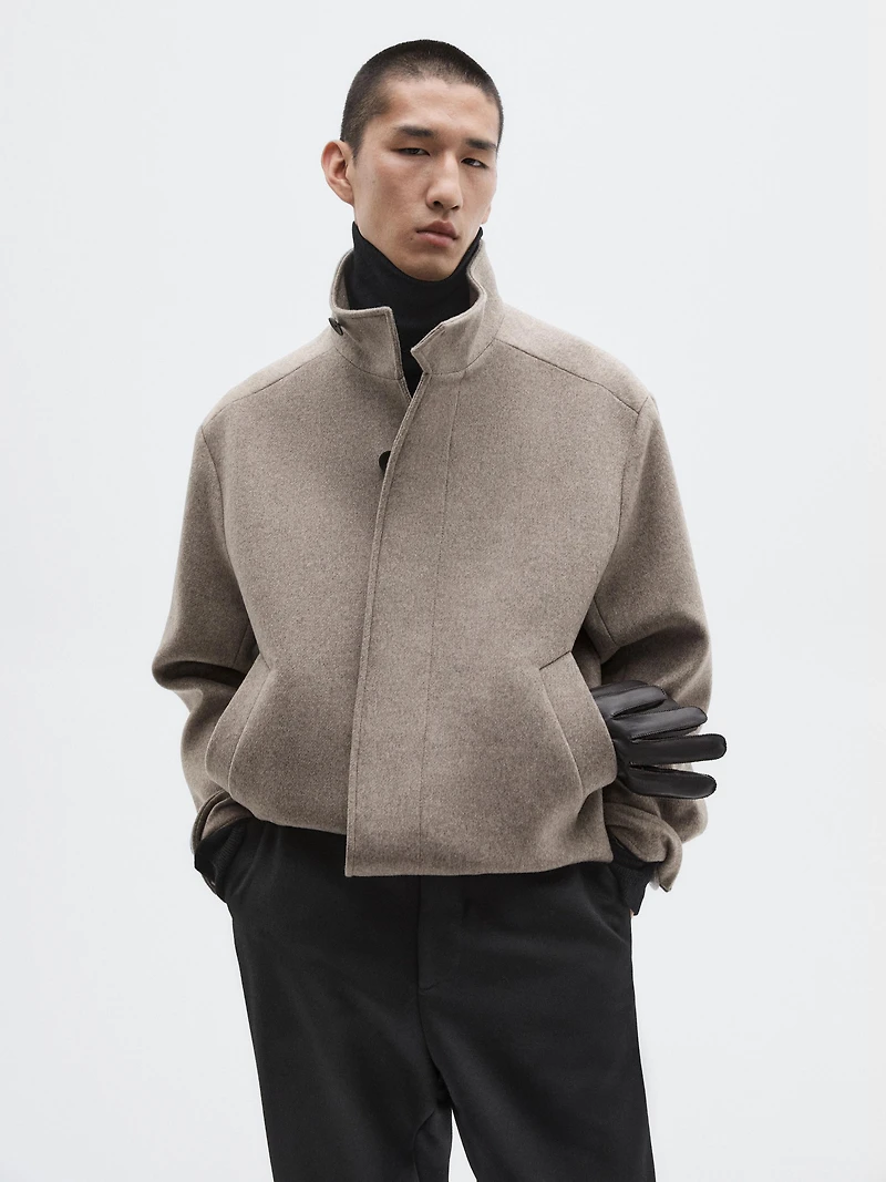 Wool blend high neck jacket - LIMITED