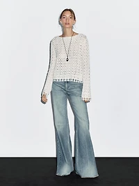Flared high-waist cotton jeans