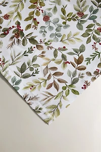 CHRISTMAS RESIN-COATED COTTON LEAVES TABLECLOTH