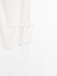 Crepe top with cowl neckline