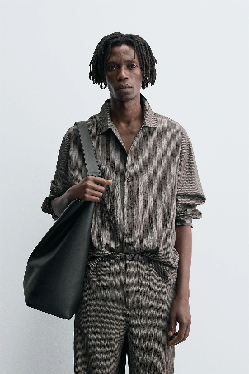 CHEMISE FLUIDE RAYURES EFFET FROISSÉ