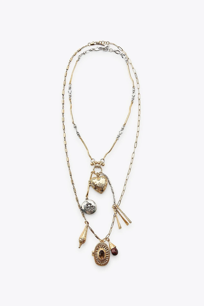 2-PACK OF CHARM AND BOX NECKLACES