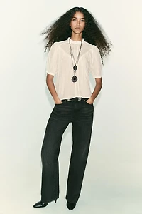 RUSTIC LACE INSERT BLOUSE