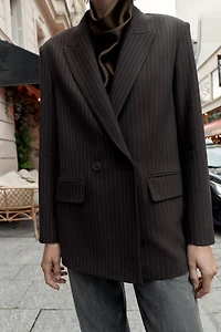OVERSIZED PINSTRIPE DOUBLE BREASTED BLAZER