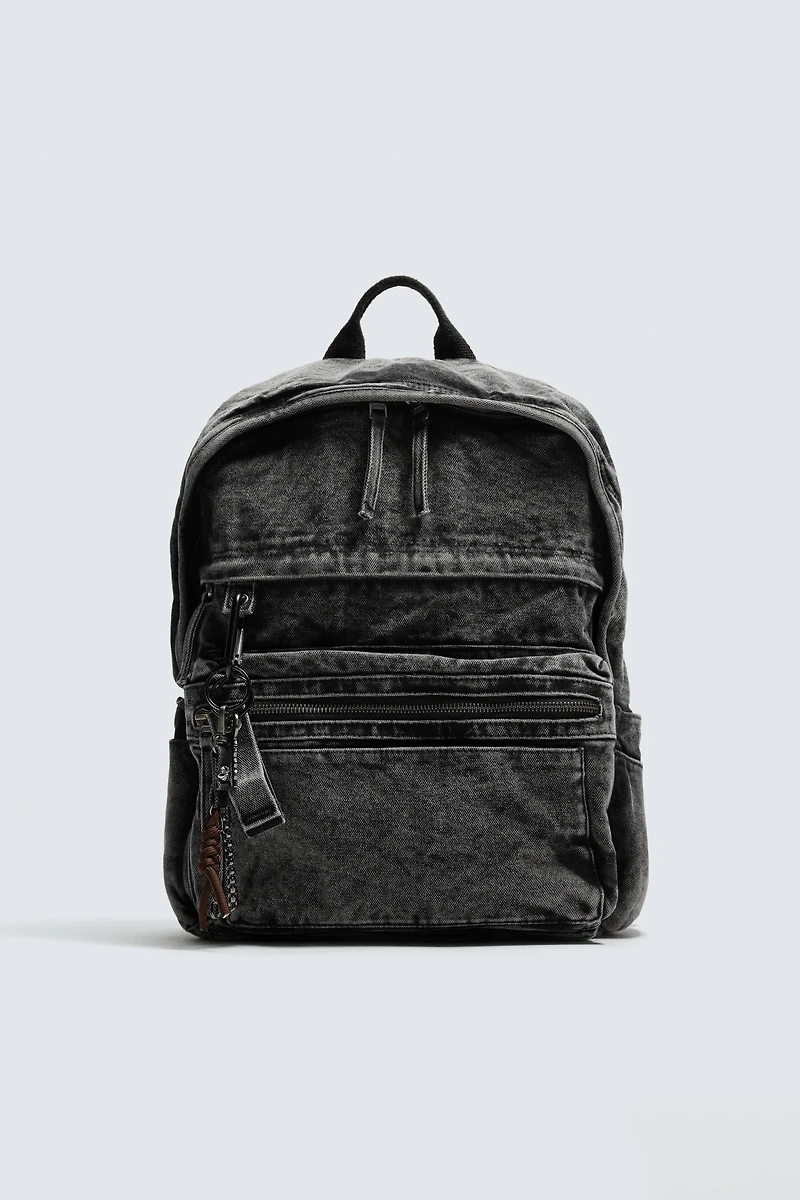 SAC À DOS EN DENIM EFFET DÉLAVÉ