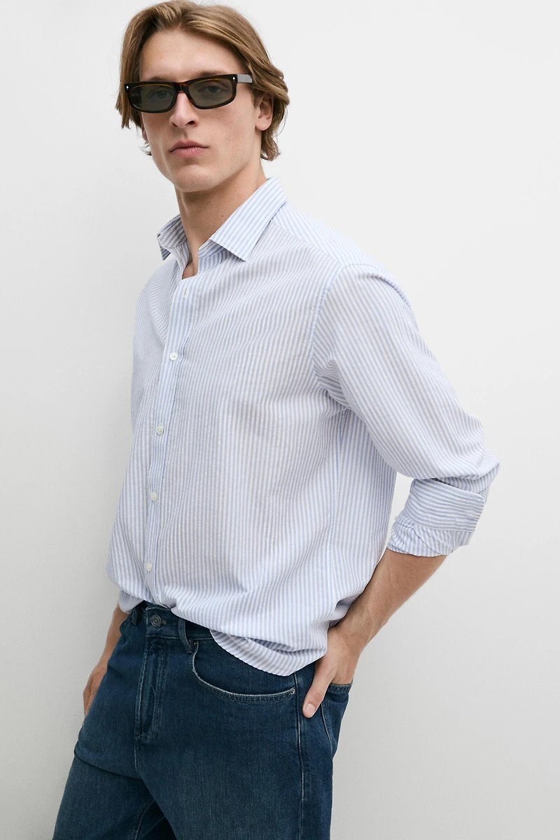 100% cotton regular fit striped shirt