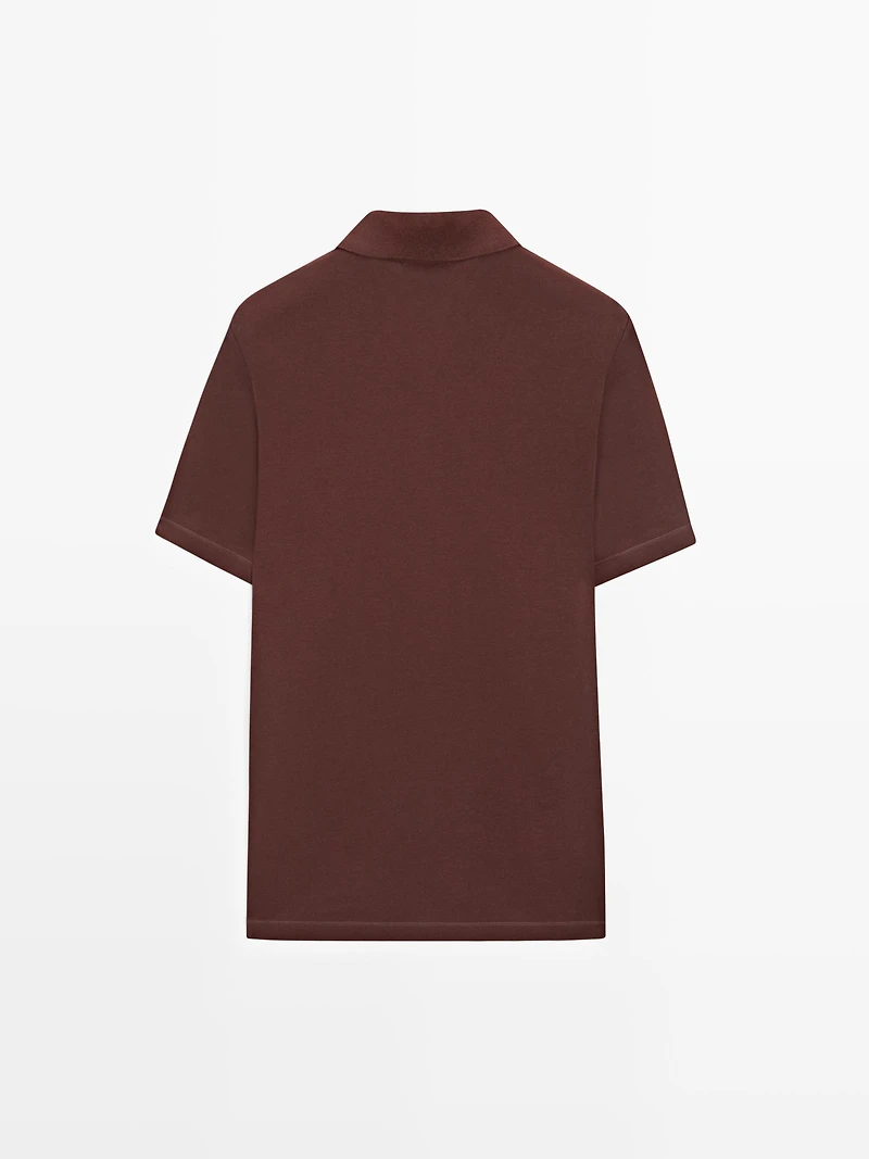 Cotton blend short sleeve polo shirt