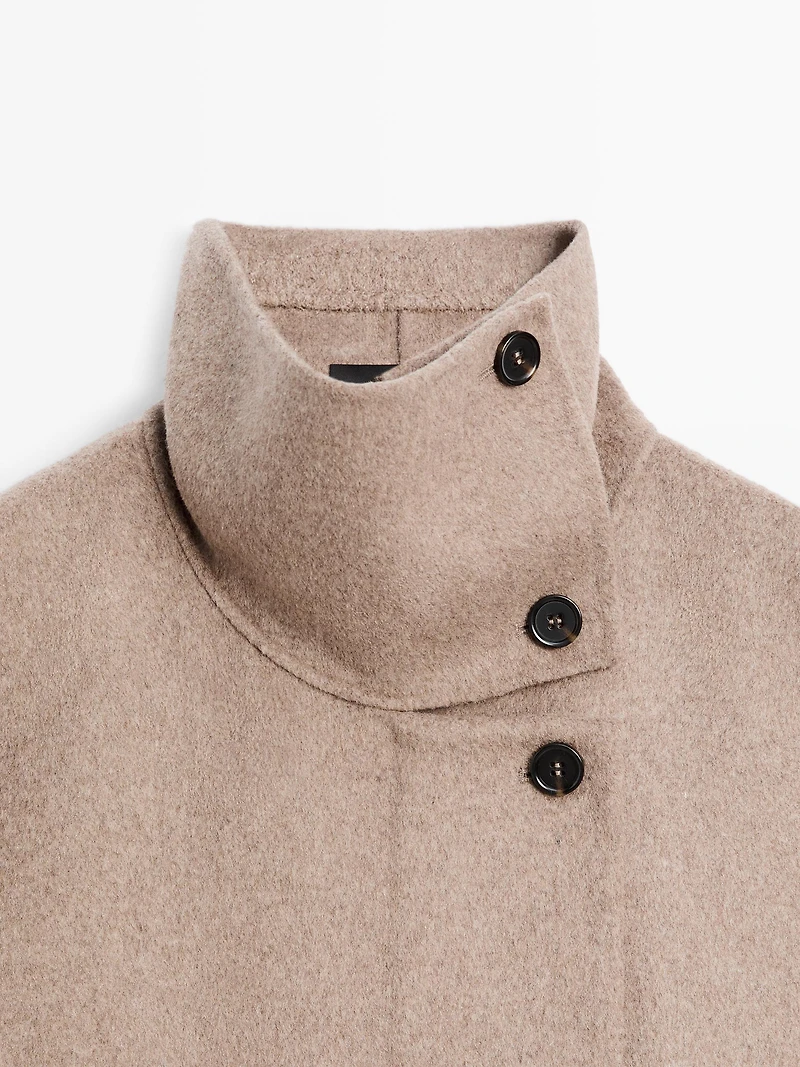 Manteau laine à col montant