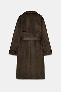 TRENCH LONG EFFET DAIM AVEC CEINTURE
