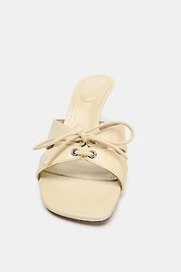 LACE-DETAIL HEELED SANDALS