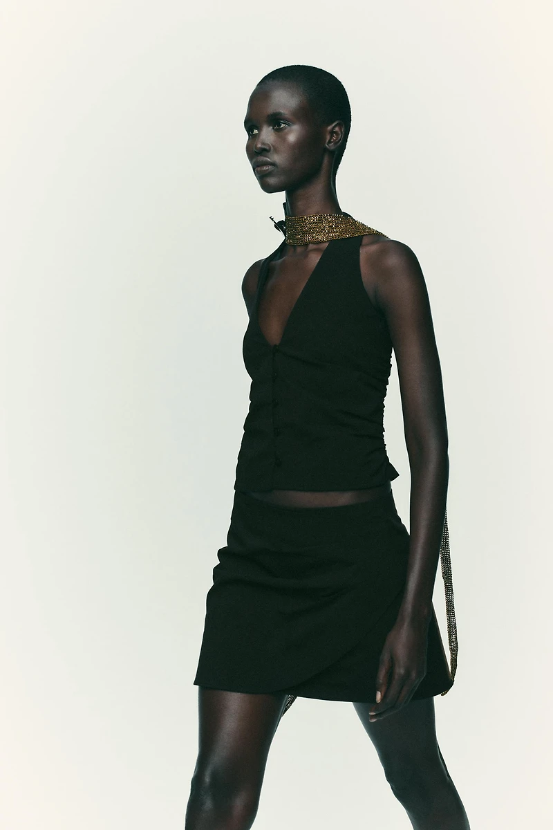 PLEATED WRAP SKORT