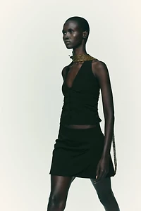 PLEATED WRAP SKORT
